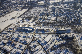 Aerial view, University of Witten / Herdecke, Annen, new campus extension in timber construction,