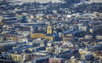 Aerial view, town hall Witten, St. John's Church, Witten, Ruhr area, North Rhine-Westphalia,