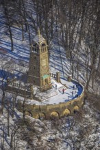 Aerial view, Berger monument on the Hohenstein, Witten, Ruhr area, North Rhine-Westphalia, Germany,