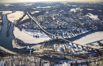 Aerial view, Ruhr river, Ruhr viaduct Witten, Hohenstein hydroelectric power station, Witten, Ruhr