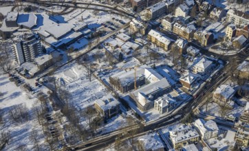 Aerial photo, construction site for living space former Scharfen machine factory, Scharfen Villa,