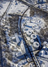 Aerial view, University of Witten / Herdecke, new car park at the university dental clinic,