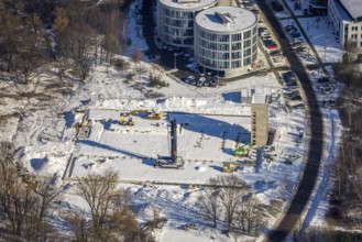 Aerial view, University of Witten / Herdecke, new car park at the university dental clinic, Annen,