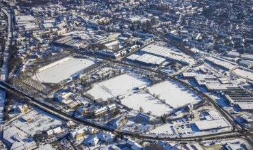 Aerial view, Wullenstadion with side fields, Westfalenstraße, Dortmunder Straße, Witten, Ruhr area,