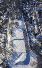 Aerial view, water reservoir Helenenberg, Helenenturm, Witten, Ruhr area, North Rhine-Westphalia,