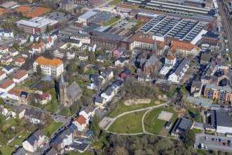 Aerial view, view of Witten-Annen, catholic church St. Joseph, evang. Erlöserkirche,
