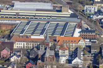Aerial view, local view Witten-Annen, catholic church St. Joseph, old building, University of