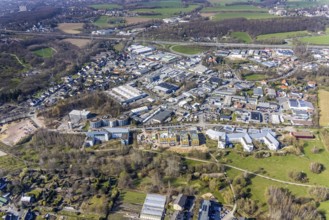 Aerial view, University of Witten / Herdecke, construction site new campus extension in timber