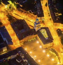 Aerial view, town hall and town hall square, Witten, Ruhr area, North Rhine-Westphalia, Germany,
