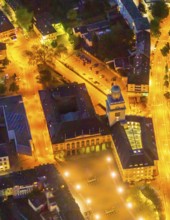 Aerial view, town hall and town hall square, Witten, Ruhr area, North Rhine-Westphalia, Germany,