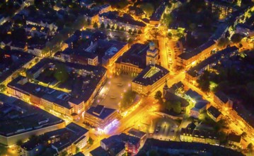 Aerial view, town hall and town hall square, St John's Church, Witten, Ruhr area, North