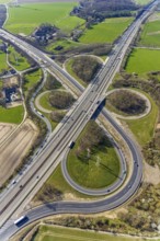 Aerial view, construction site renewal motorway junction Dortmund Witten, Persebeck, Dortmund, Ruhr