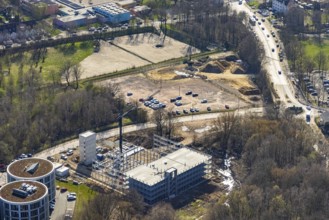 Aerial view, University of Witten / Herdecke, construction site new car park, Annen, Witten, Ruhr