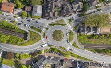 Aerial view, construction site at Kaiserstrasse, Lichtburg Stadtsaal, new roundabout, Wetter, Ruhr