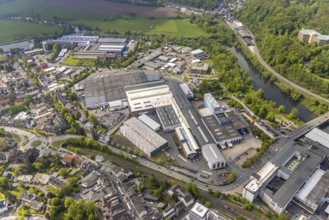 Aerial view, industrial area Ruhrstraße, waterway, Demag, weather, Ruhr area, North