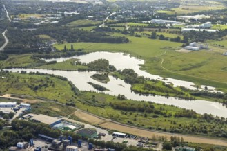 Aerial photograph, renaturalisation of the Lippe estuary in the nature reserve and Büdericher Insel
