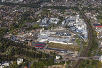 Aerial view, Keramag Keramische Werke and BYK-Chemie in Wesel, Lower Rhine, North Rhine-Westphalia,