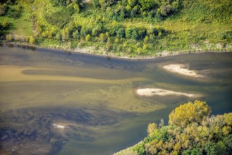 Aerial photograph, renaturalisation of the Lippe estuary in the nature reserve and Büdericher Insel