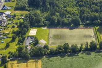 Aerial view, sports field TUS Echthausen, Echthausen, Wickede, Sauerland, North Rhine-Westphalia,