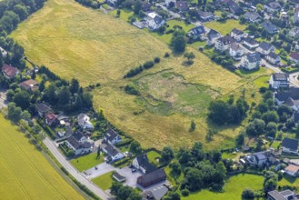Aerial view, Echthausen, Wickede, Sauerland, North Rhine-Westphalia, Germany, building plots,