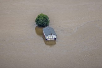 Aerial photo, Ruhr floods, flooding, weather, Ruhr area, North Rhine-Westphalia, Germany, DE,