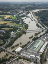 Aerial photo, Ruhr floods, flooding, weather, Ruhr area, North Rhine-Westphalia, Germany, DE,
