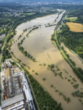 Aerial photo, Ruhr floods, flooding, weather, Ruhr area, North Rhine-Westphalia, Germany, Witten,
