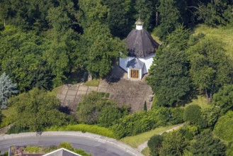 Aerial view, mountain chapel in Wickede, Sauerland, North Rhine-Westphalia, Germany, place of