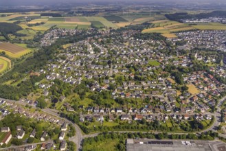 Aerial view, local view and high-rise buildings on Antoniusstraße and Eichenstraße in Wickede,