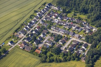 Aerial view, housing estate and local view Nachtigall, Wickede, Sauerland, North Rhine-Westphalia,