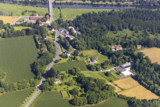 Aerial view, local view Am Graben, federal road B63, Wimbern, Wickede, Sauerland, North