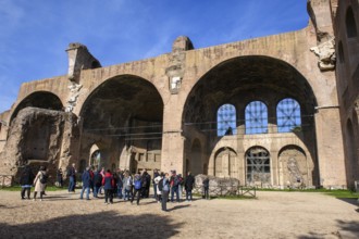 Ruins of the side aisle of the Basilica of St Maxentius, built between 306 and 312, Roman Forum,