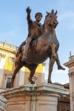 Bronze replica of historical equestrian statue of Roman Emperor Marcus Aurelius Antoninus Augustus