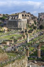 View of the central square of the Roman Forum in the left half of the picture, to the right remains
