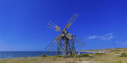 Historic scouring mill, grinding mill, panoramic photo, Jordhamn, Öland, Sweden