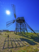 Historic grist mill, grinding mill, backlit, Jordhamn, Öland, Sweden