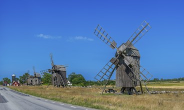 The mills of Lerkaka, five historic windmills, trestle windmills, Lerkaka, Öland, Sweden