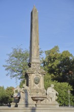 Monument to Lord Mayor Gustav Hasselbach with seated allegorical sculptures, obelisk, fountain,