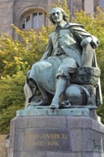 Otto von Guericke Fountain and monument to physicist Otto von Guericke, sculpture, inscription,