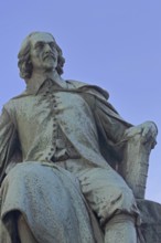 Physicist Otto von Guericke, fountain, monument, sculpture, detail, Hauptwache, Magdeburg,