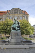 Otto von Guericke Fountain and monument to physicist Otto von Guericke, inscription, sculpture, New