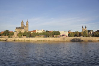 Cityscape with Gothic cathedral, city wall with defence defence tower Kiek in de Köken and
