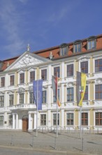 Baroque Winneberg Palace built in 1728 and Saxony-Anhalt State Parliament with EU flag, German