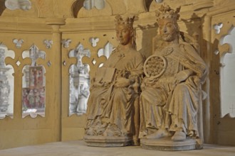Ruling couple Otto the Great and his wife Edgitha in a chapel, two sculptures, couple, arts and