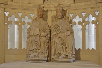 Ruling couple Otto the Great and his wife Edgitha in a chapel, two sculptures, couple, arts and