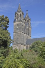 Gothic Cathedral of St Mauritius and St Katharina with twin towers, Magdeburg Cathedral, Magdeburg,