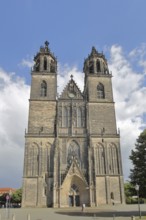 Gothic Cathedral of St Mauritius and St Katharina with twin towers, Magdeburg Cathedral, Magdeburg,