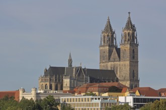 Gothic Cathedral of St Mauritius and St Katharina with twin towers, Magdeburg Cathedral, Magdeburg,