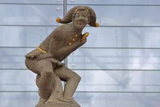Eulenspiegel fountain, monument to Till Eulenspiegel, sculpture, figure, Eulenspiegel fountain,