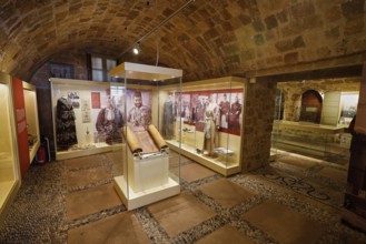 Museum exhibition with historical photographs and artefacts, Kahal Shalom Synagogue, Sephardic
